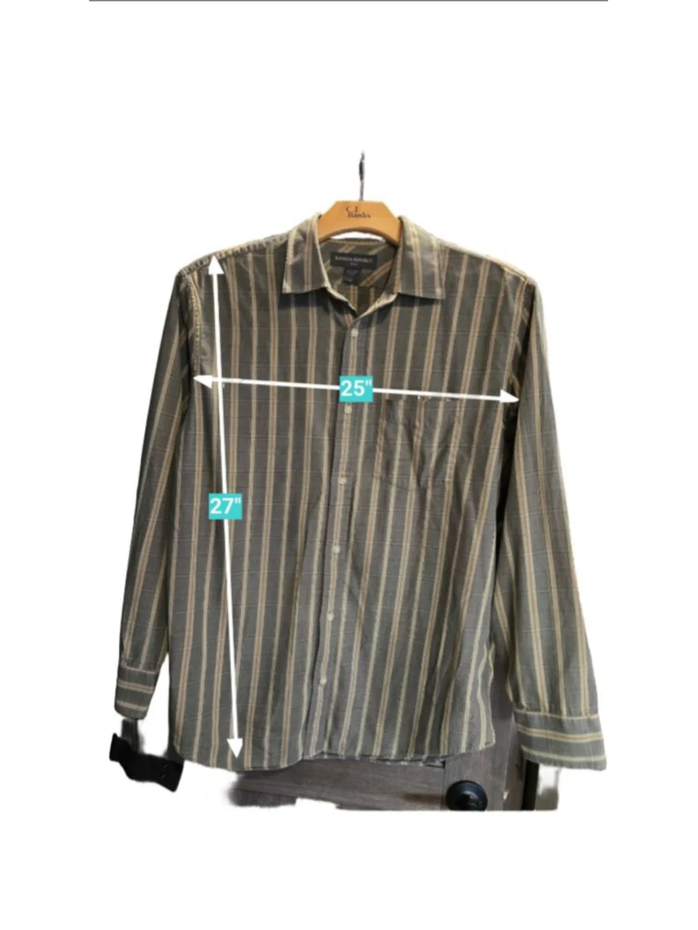Men's Banana Republic Striped Button Down Shirt, Size L, Gray
